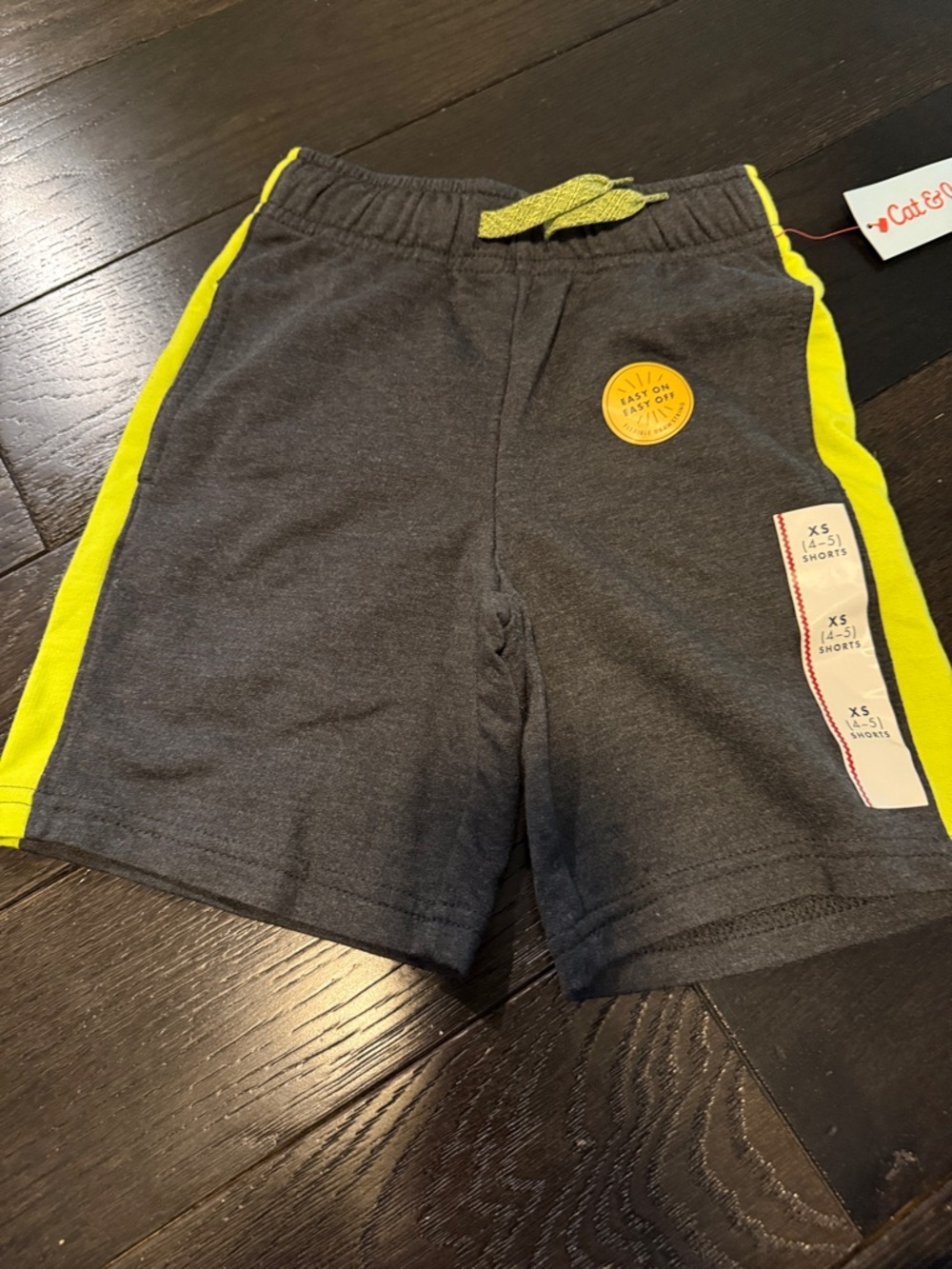 Cat & Jack Charcoal Shorts with Neon Yellow Side Stripes